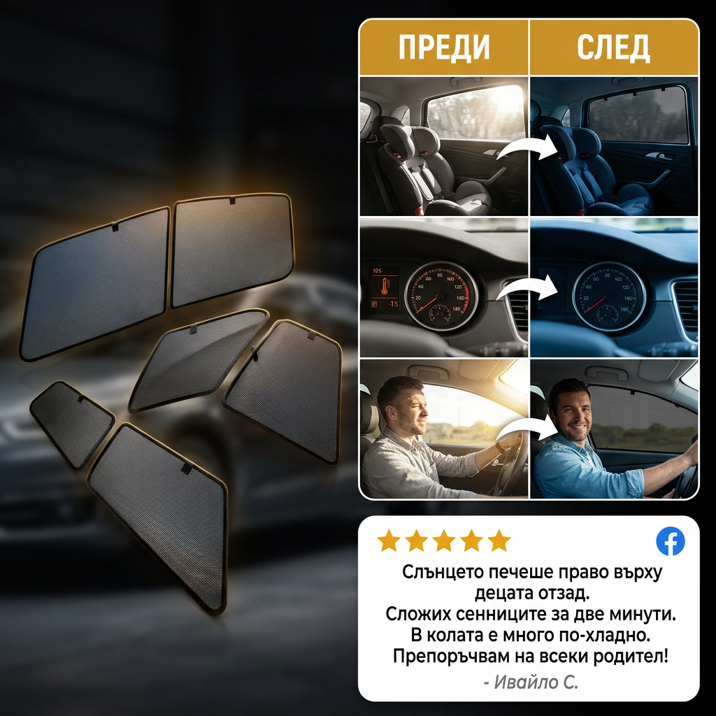 Комплект 4 Сенника За Автомобил SunShade Set™