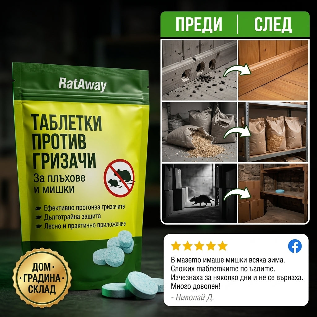 Комплект 1+1 Таблетки За Прогонване На Гризачи RodentStop™